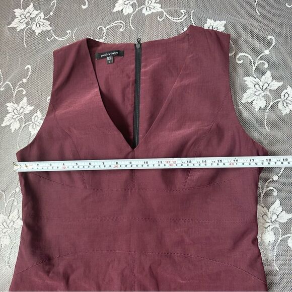 Judith & Charles Plum Sleeveless V-Neck Linen Blend Sheath Dress Sz 12 - Picture 9 of 13